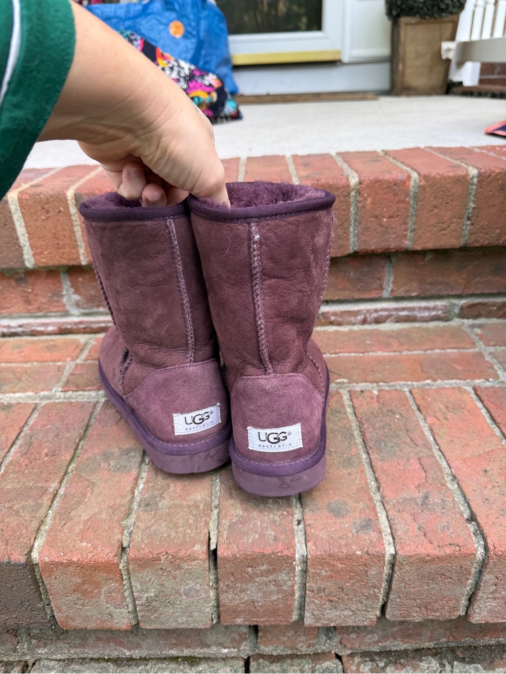 Vintage UGG Australia Purple Shearling Short Leather Snow Boots Size 6 Women’s - Picture 9 of 11